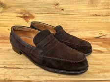 JM Weston Mens Brown Suede 180 Penny Loafer Dress Shoes Size 8.5 B / US 9.5