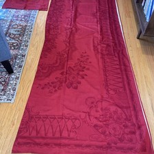 Beauville Tablecloth 115 X 64 & 13 Napkins Made In France Hand painted Burgundy 