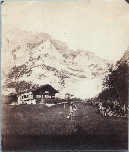 Suisse femme devant chalet - femme, un