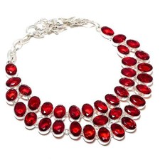 Collier bijoux en argent sterling 925 avec pierre précieuse grenat du Mozambi...