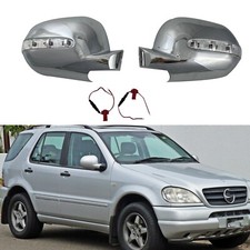Chrome LED Light Rearview Mirror Cover Trim For 98-04 Mercedes-Benz ML320 M W163