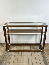 Console en bois et alu chromé