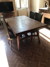 Table Salle A Manger En Bois Art Deco Ancienne 6/8 Personnes Années 1950/60