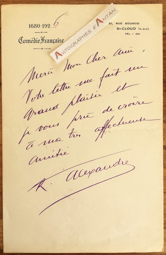 S 1926 rené alexandre - ●, l.a.s