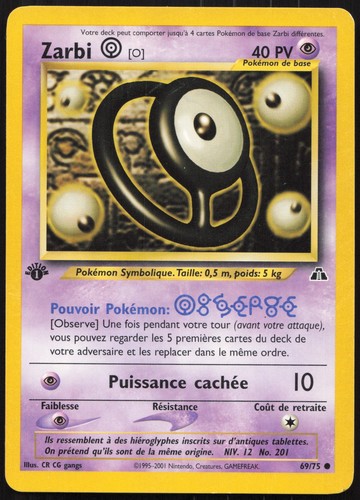 Carte pokémon zarbi 75 - carte,