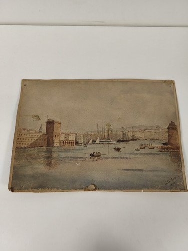 Dessin aquarellé ancien - , 1898