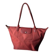 Long Champ Le Pliage Nylon Tote Bag Medium Shoulder Bag Authentic Red