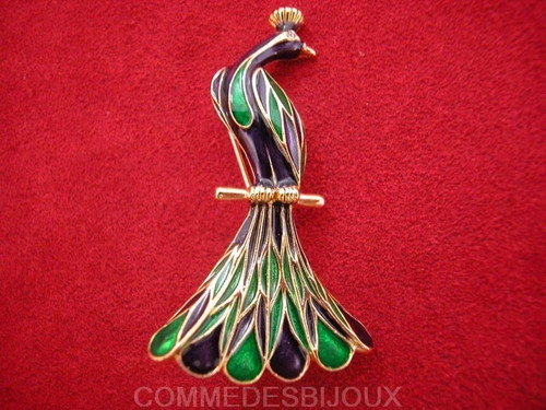 Broche vintage paon majestueux - vintage,