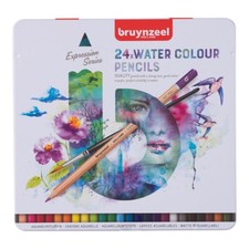 BRUYNZEEL  Expression crayons de couleur aquarelles boîte métallique de 24