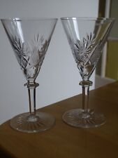 VAL ST LAMBERT 2 ANCIENS VERRES VIN BOURGOGNE CRISTAL  EURYDICE 15,5 cm défauts