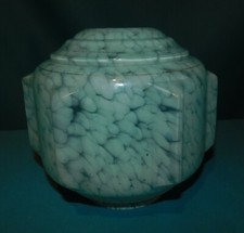 OLD SKYSCRAPER CEILING LIGHT GLOBE ART DECO CHANDELIER BLUE GLASS CLICHY H16cm