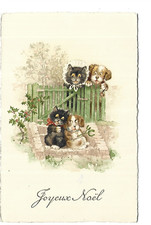 CARTE FANTAISIE ILLUSTRATION  CHAT ET CHIEN