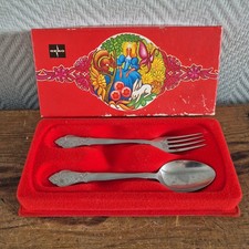 Vintage GERO ZILMETA Child’s Fork & Spoon Set In Original Box Children
