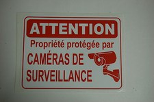 FRENCH WARNING STICKER video camera surveillance window door home office