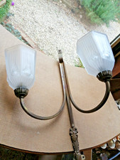 Applique double Art Déco Laiton ? Bronze ? et verre 1925 1930  TBE