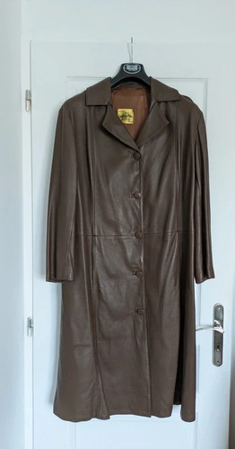 Manteau long vintage - en, cuir