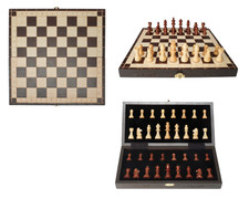 Jeu Echecs Magnétique 29 cm en Bois Pliant Complet Portable Jeu Société Jouet