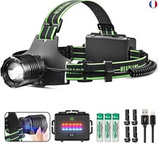 Sogdeco Lampe Frontale LED Rechargeable, 90000 Lumens 10 Modes d'éclairage, 