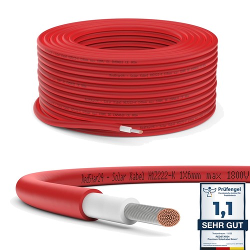 Câble solaire rouge - rouge, 6mm²