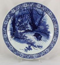 Assiette Murale Céramique Delft Royal Sphinx Scène Chasse Pays-Bas C.1960s