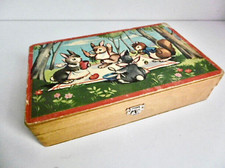 ANCIEN JEU DE CUBES EN BOIS 22,5 x 14 x Ht 5 cm - MANQUE UN DESSIN - USURES