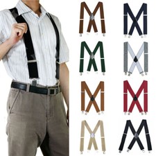 Bretelles 50 mm Large Pour Hommes 4 Clips X-Shape Pantalon Sangles Élastiques