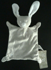 *. DOUDOU PLAT GRAIN DE BLE ZANIER LAPIN GRIS BLANC ETOILE 100 % NEUF