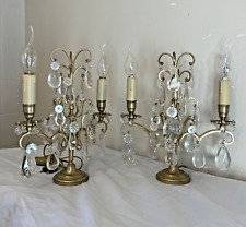 Paire De Girandoles, bronze et pampilles.