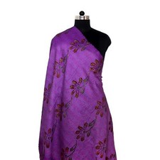 Écharpe vintage Kantha étole en soie sari fait main indienne femme dupatta co...
