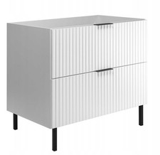 Meuble sous-lavabo sur pied FLOW 80 cm façade rainurée blanc avec plateau