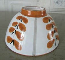 Bol en céramique décor fleurs marrons signé au dessous Haut 7 cm ø buvant 12 cm