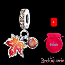 Charm feuille d'erable - Pour bracelet PANDORA - Argent Sterling 925. + pochette