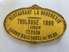ancienne Plaque restaurant la Boucherie TOULOUSE 1999