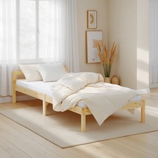 Lit en bois massif 90×200 pin naturel lit simple lit junior sommier Homestyle4u