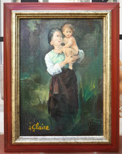 Tableau signé glaise mère - tableau, glaise: