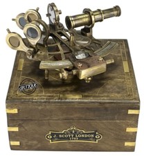 Laiton Bateau Sextant En Bois