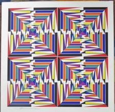 Naim Basson Abstract Composition Hand signed Serigraph Israeli Artist