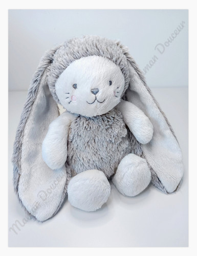 Peluche doudou lapin gris - lapin,