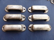 6 poignées coquille fer tiroirs meuble Atelier Bureau métier 8,5 cm