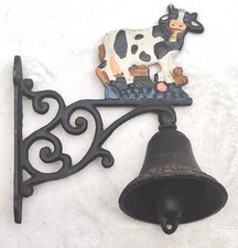 Antique cast iron wall bell bell, cowhide decor. Very Good Condition 