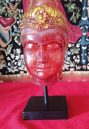 Tête bouddha sur socle en - tête, de