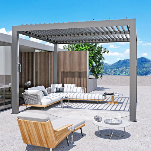 Outdoor louvered pergola with - outdoor,