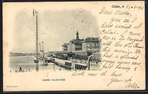 Cpa calais gare maritime avec - calais,,