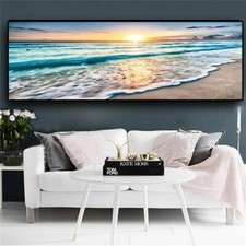 Canvas Painting Natural Beach Sunset Landscape Poster Prints Wall Art Wall Mural