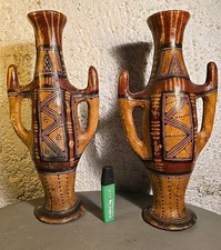 Paire vase amphore en terre