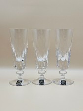 SAINT LOUIS - 3 CRYSTAL CHAMPAGNE FLUTES model JERSEY liner France NEW