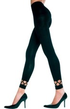 Noir Opaque Bas Jambe Crochet Bordure sans Pied Femme Sexy Collant Mode P35238