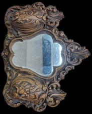 Ancien Miroir Bois H: 30cm L 