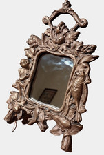 PETIT MIROIR A POSER EN BRONZE D'EPOQUE ART NOUVEAU AU DECOR NATURALISTE