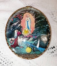 1930 Vintage France - Antique Notre Dame de Lourdes Medallion Frame